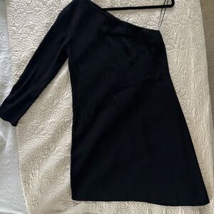 THEORY Size 4 One-Shoulder Black Cocktail Dress